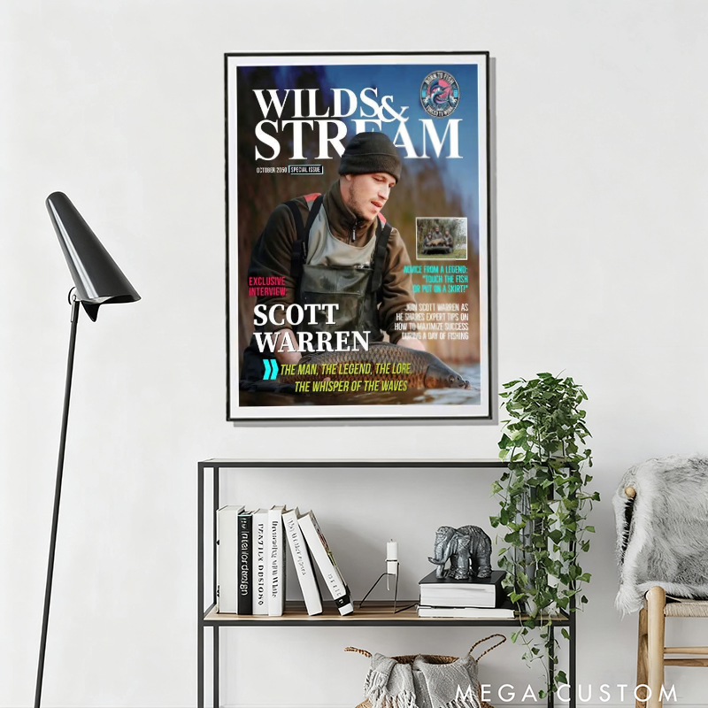 Personalized Fishing Magazine Cover Fishing Gifts for Men Fishing Dad Gift Funny Fisherman Gift Unique Gift for Fishing Enthusiasts and Outdoor Decor
