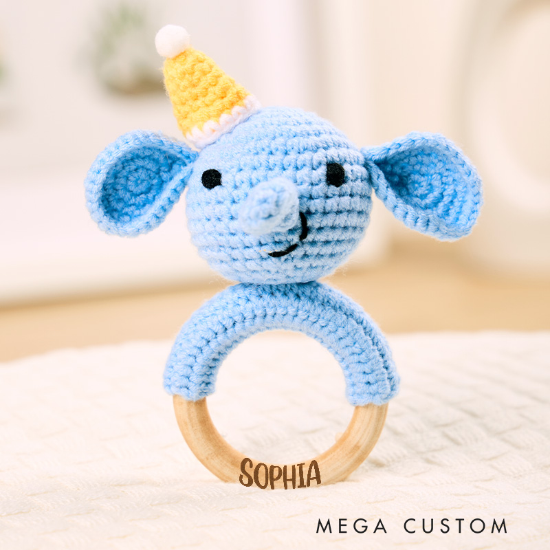 Personalized Bold Baby Name Engraved Natural Wooden Rattle for Babies Simple and Charming Baby Wooden Rattle Baby Shower Gift