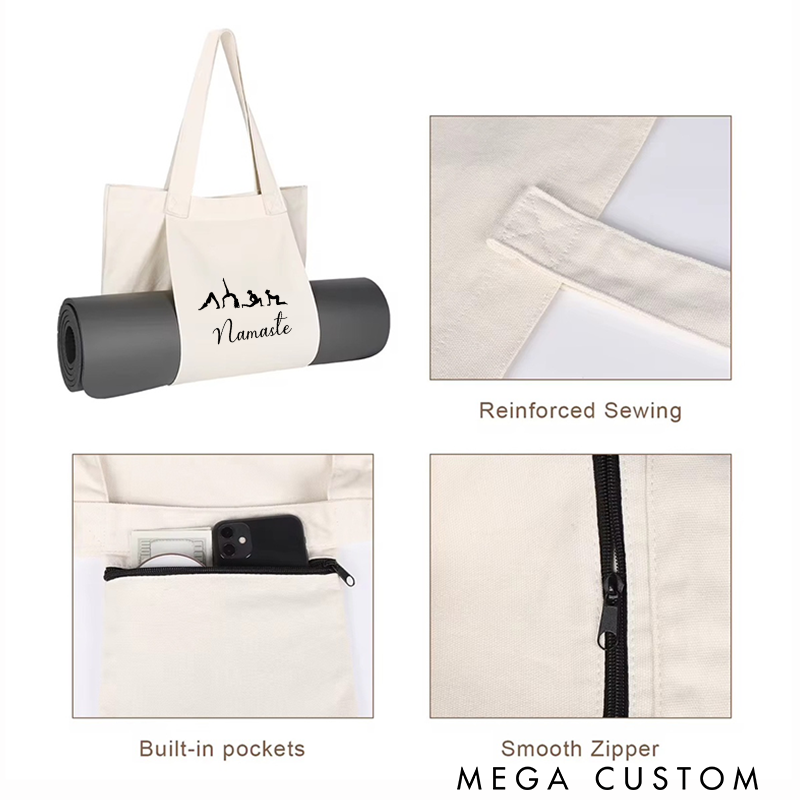 Personalized Yoga Mat Tote Bag Yoga Mat Bag with Yoga Action Design Pilates Bag Meditation Bag Perfect for Yoga Lover