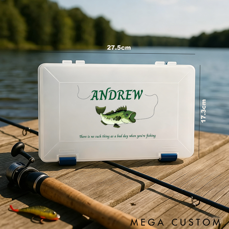 Personalized Tackle Box Transparent Organizer Gift for Fisherman Durable Organizer with Compartments for Lures and Gear Perfect Gift for Fishing Lover