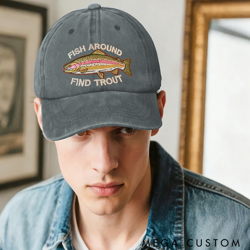 Personalized Fishing Hat Embroidered Hat Washed Cotton Fishing Cap Perfect for Outdoor Adventure and Fishing Lover