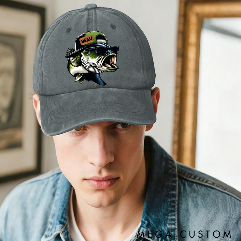 Personalized Funny Cartoon Fish Embroidered Fishing Hat Durable Cap for Anglers Perfect for Outdoor Adventures and Unique Fishing Gifts