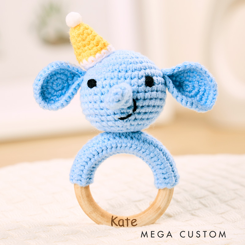 Personalized Simple Handwritten Name Kate Engraved Wooden Toy for Babies Sweet and Minimalist Baby Wooden Rattle Funny Baby Gift