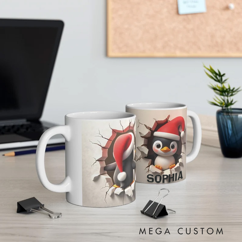 Personalized Snowman Surprise Mug with Festive Holiday Charm and Winter Delight 3D Inflated Effect Printed Mug