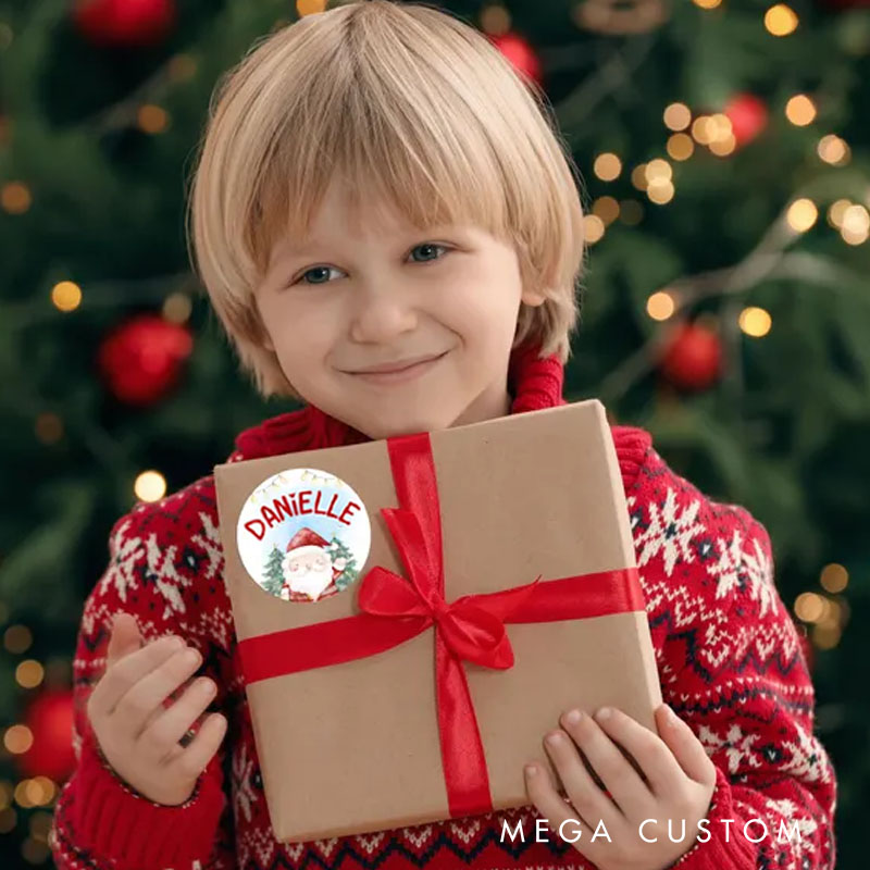 Personalized Festive Christmas Sticker with Custom Name for Joyful and Unique Gift Wrapping Christmas Sticker