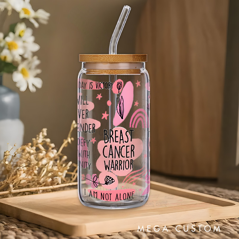 Personalized Breast Cancer Warrior Glass with Motivational Quotes for Hope and Strength Glasse Cup