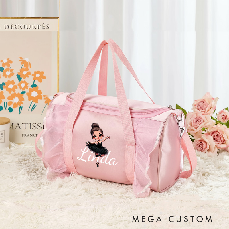 Personalized Cartoon Swan Lake Dance Bag for Girls Name Duffle Bag Pink Ballet Dance Bag Gymnastic Cheer Girls Christmas Gifts Back To School Gifts