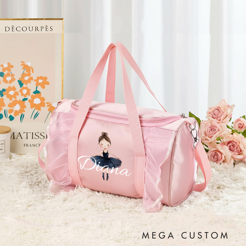 Personalized Ballerina Girl Dance Bag for Girls Name Duffle Bag Pink Ballet Dance Bag Gymnastic Cheer Girls Christmas Gifts Back To School Gifts
