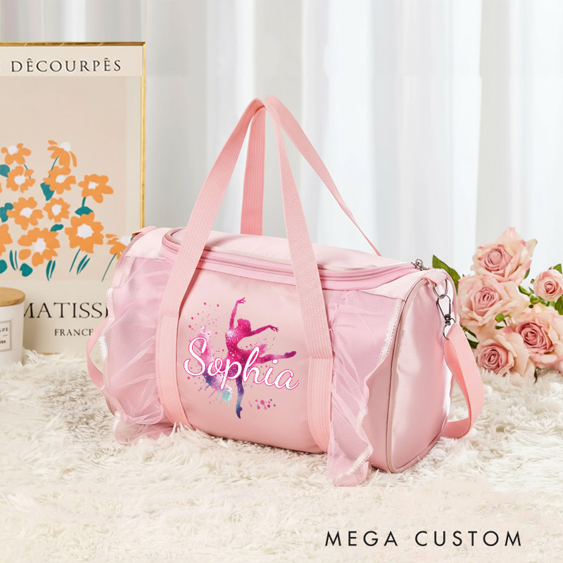 Personalized Ink Ballerina Dance Bag for Girls Name Duffle Bag Pink Ballet Dance Bag Gymnastic Cheer Girls Christmas Gifts Back To School Gifts