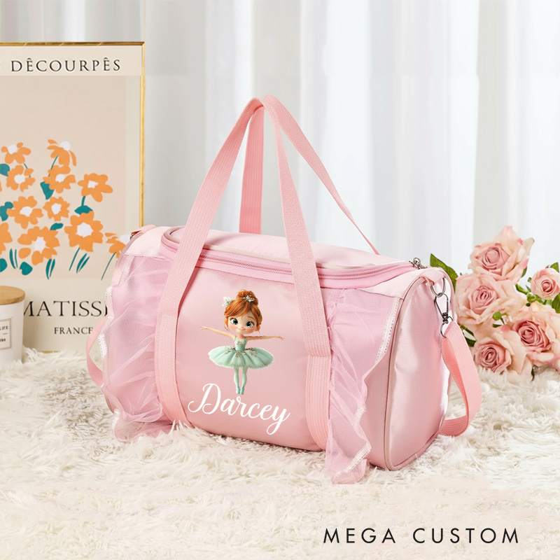Personalized Classic Cartoon Ballerina Dance Bag for Girls Duffle Bag Pink Ballet Dance Bag Gymnastic Cheer Girl Christmas Gift Back To School Gift