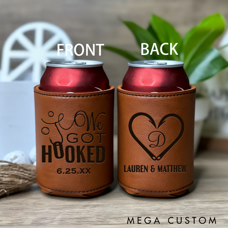 Personalized Fishing Cup Sleeve We Got Hooked Wedding Favors Couples Gift Insulated Drink Holder Perfect for Engagements and Fishing Lovers