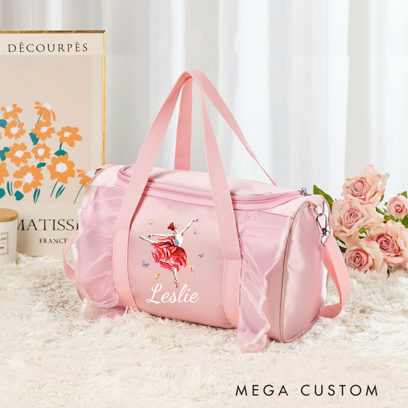 Personalized Birth Flower Ballet Girl Dance Bag for Girls Duffle Bag Pink Ballet Dance Bag Gymnastic Cheer Girl Christmas Gift Back To School Gift