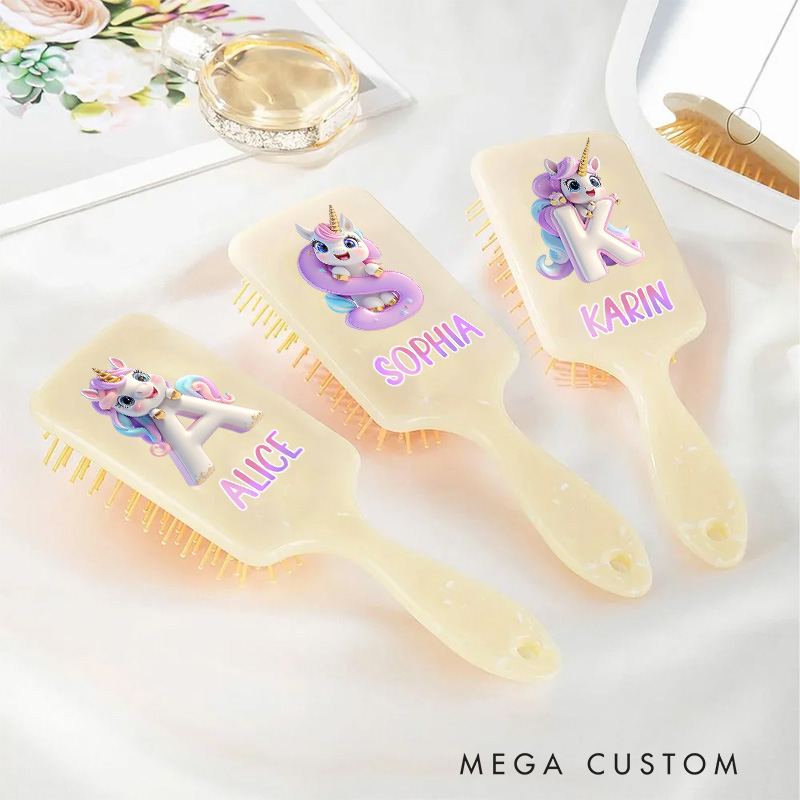 Personalized Unicorn Hair Brush with Custom Name and Cute Magical Design for Kids and Fun Grooming Experience Hair Brush