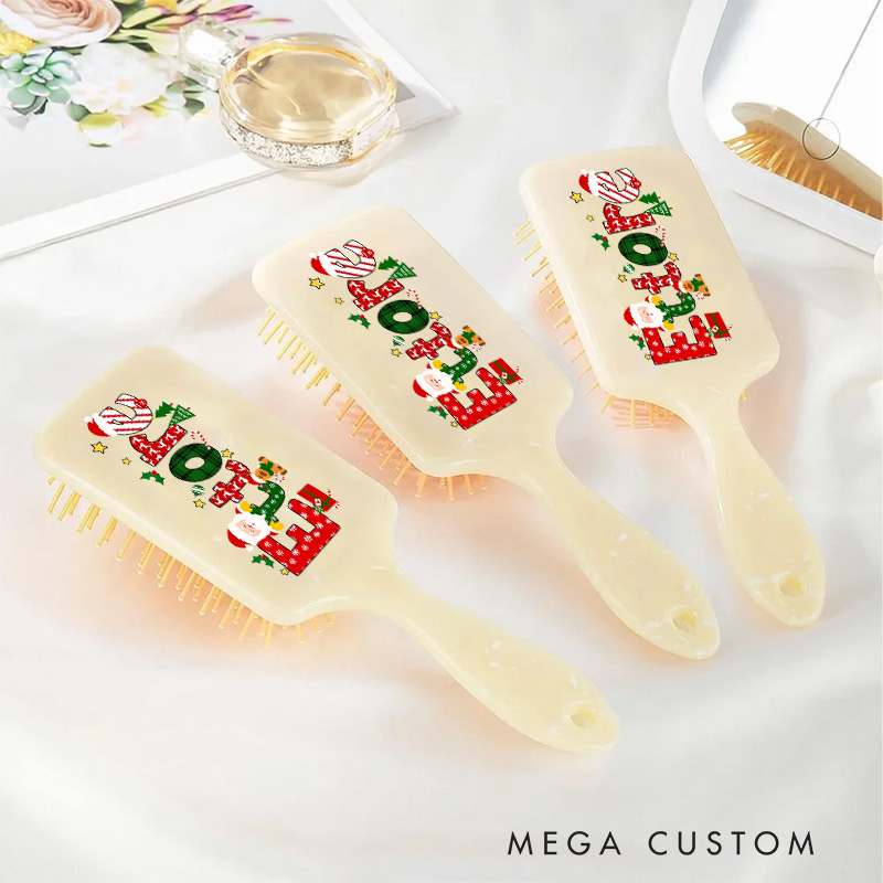 Personalized Holiday Hair Brush with Custom Name and Cheerful Christmas Design for Festive and Fun Grooming Hair Brush