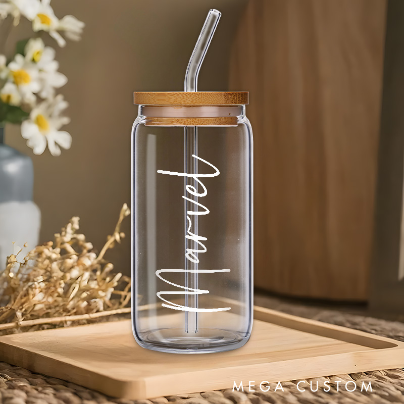 Personalized Elegant Script Name Marvel Glass for Minimalist and Sophisticated Style Unique Glasse Cup
