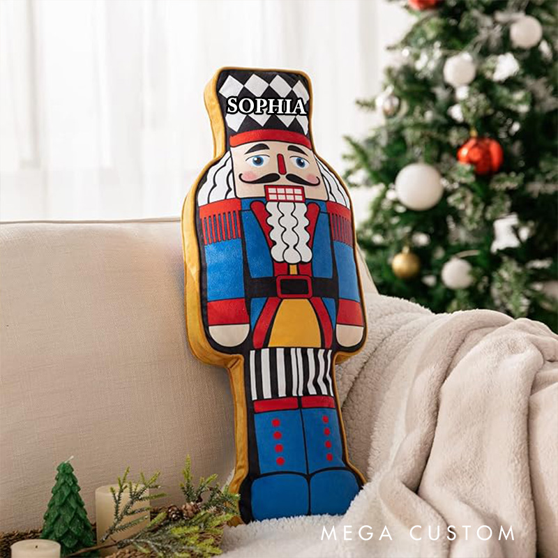 Personalized Nutcracker Name Custom Kids Gift Christmas Classic Soldier Red Green Festive Soft Decorative Pillow