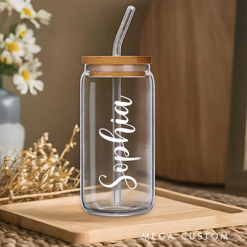 Personalized Modern Script Name Glass for Simple and Stylish Everyday Use Elegant Glasse Cup