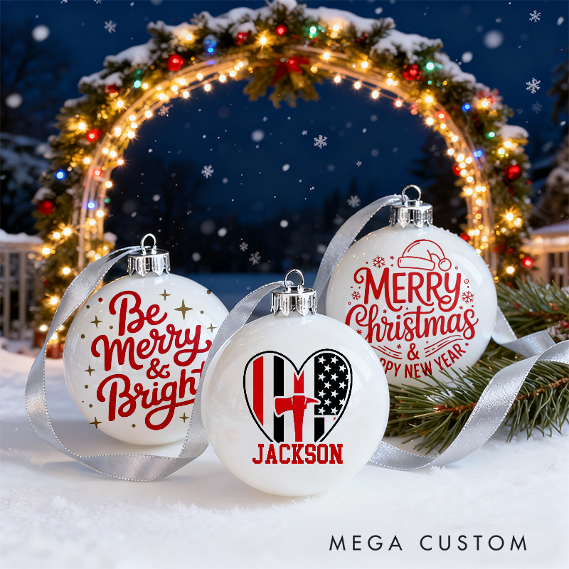 Personalized Firefighter Christmas Ornaments Festive and Patriotic Designs Set of 3 for Firefighter Family