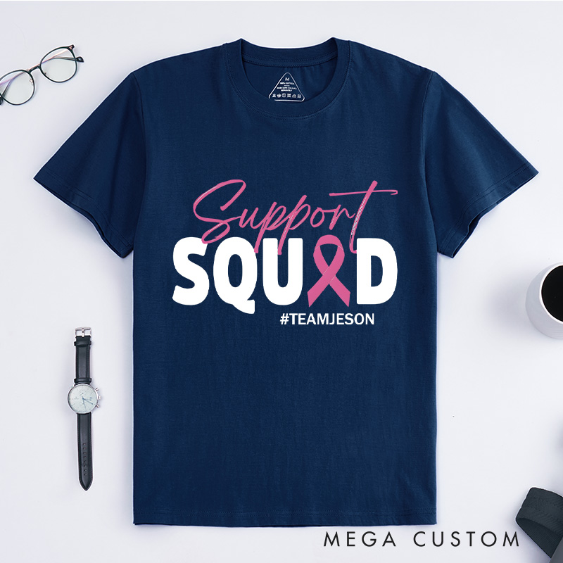 Personalized Breast Cancer Squad T-shirt featuring a warrior-themed design to honor and support those battling breast cancer.