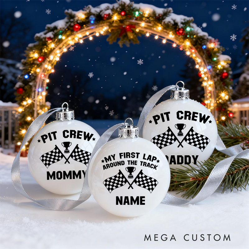 Personalized Racing-Themed Christmas Ornaments Custom Designs Set of 3 Gift for Racing Families