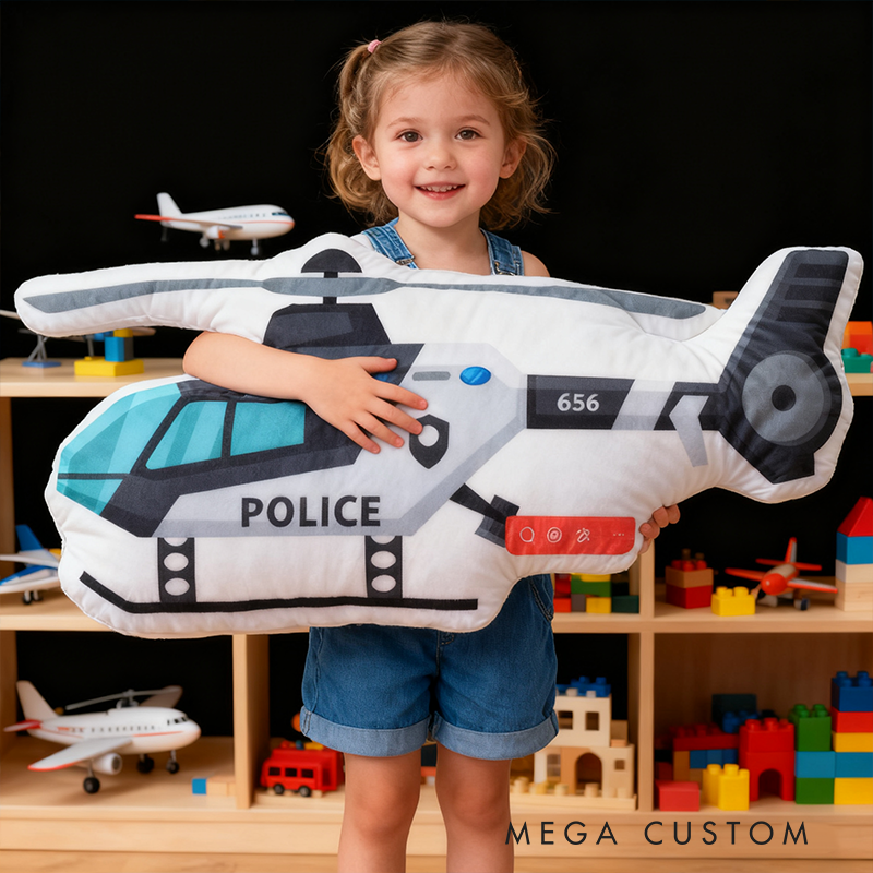Personalized Police Helicopter Shaped Cushion Decorative Pillow for Aviation and Vehicle Enthusiasts Gift