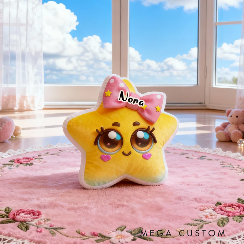 Personalized Cute Star with Name Graphic 3D Print Pillow Christmas Gift for Kids or Baby Birthday Gift