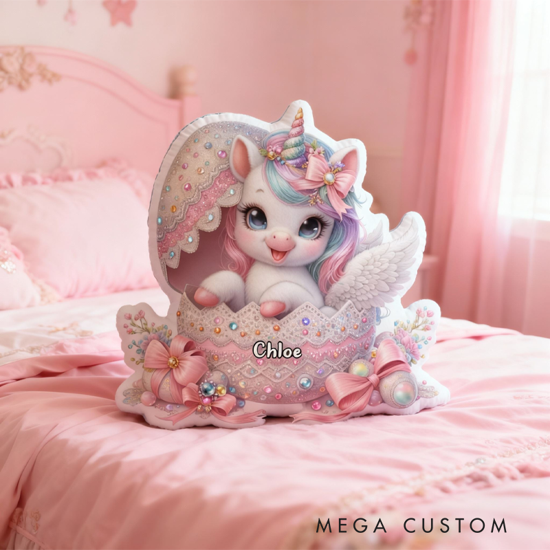 Personalized Eggshell Dream Horse with Name Graphic 3D Print Pillow Christmas Gift for Kids or Baby Birthday Gift