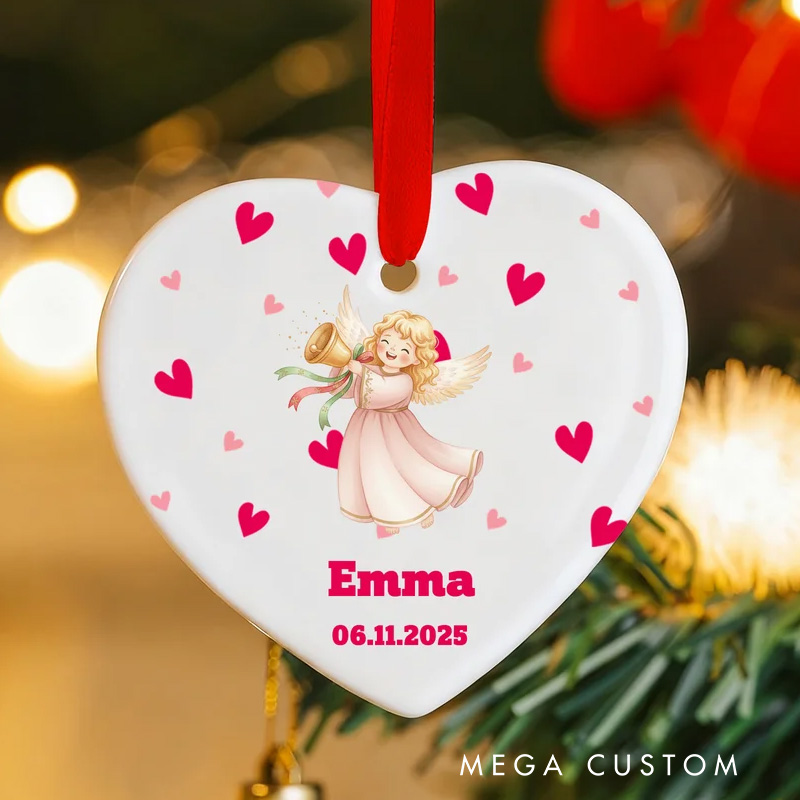 Personalized Christmas Angel Christmas Ceramic Ornament with Name and Date Tree Home Decor Christmas Gift for Family Friends