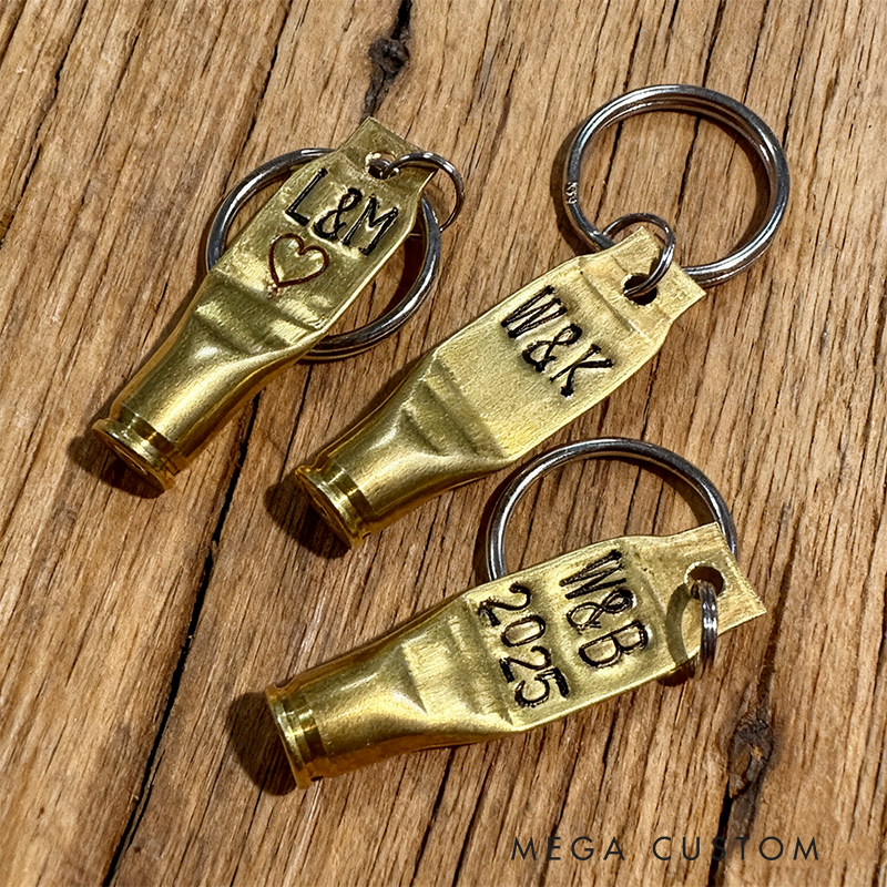 Personalized Bullet Shell Keychain with Badge Design and Custom Number