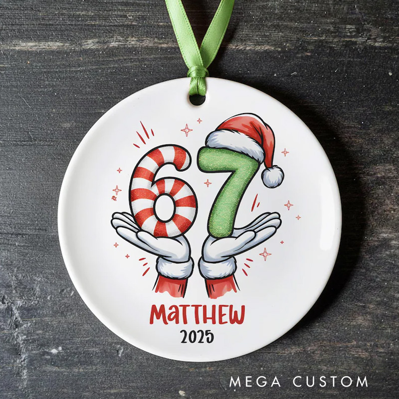 Personalized Cute Elf Legs 67 Christmas Ornament With Festive Colors And Name Ceramic Christmas Ornament