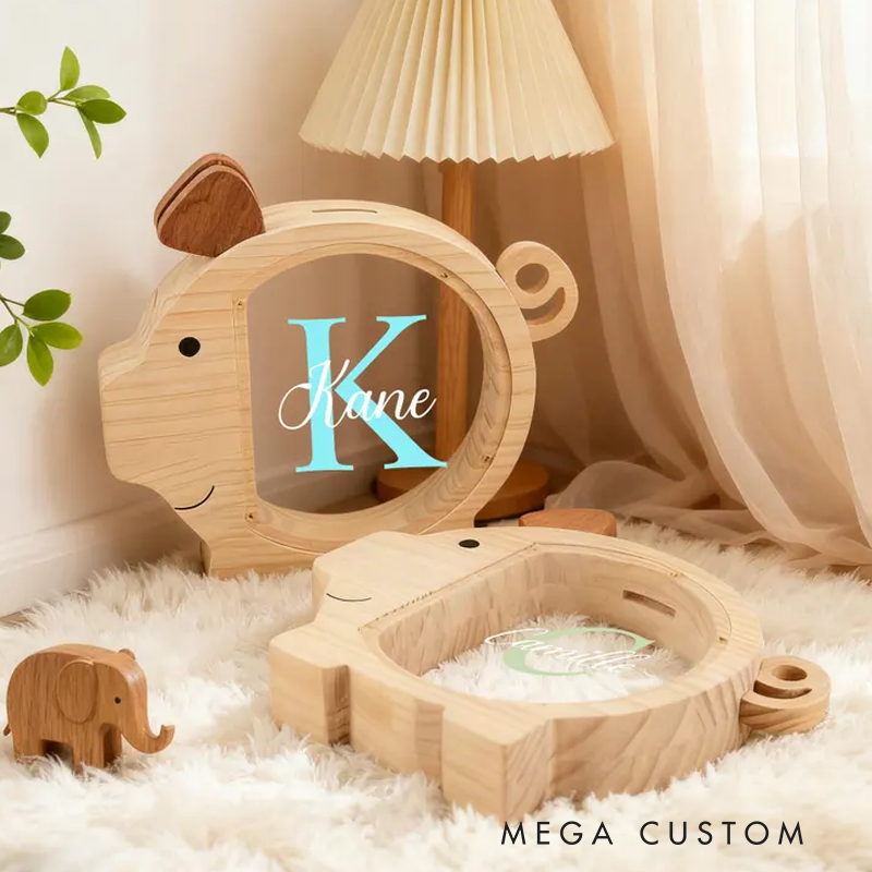 Personalized Kids Piggy Bank Wood Money Box for Kids Baby Shower Gift Personalized Wood Piggy Bank Nursery Decor Wooden Chritmas Gift