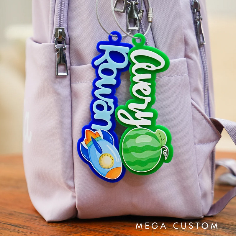 Personalized Cute Dinosaur Bus Multicolor Name Keychain Back to School Birthday Gift for Kids