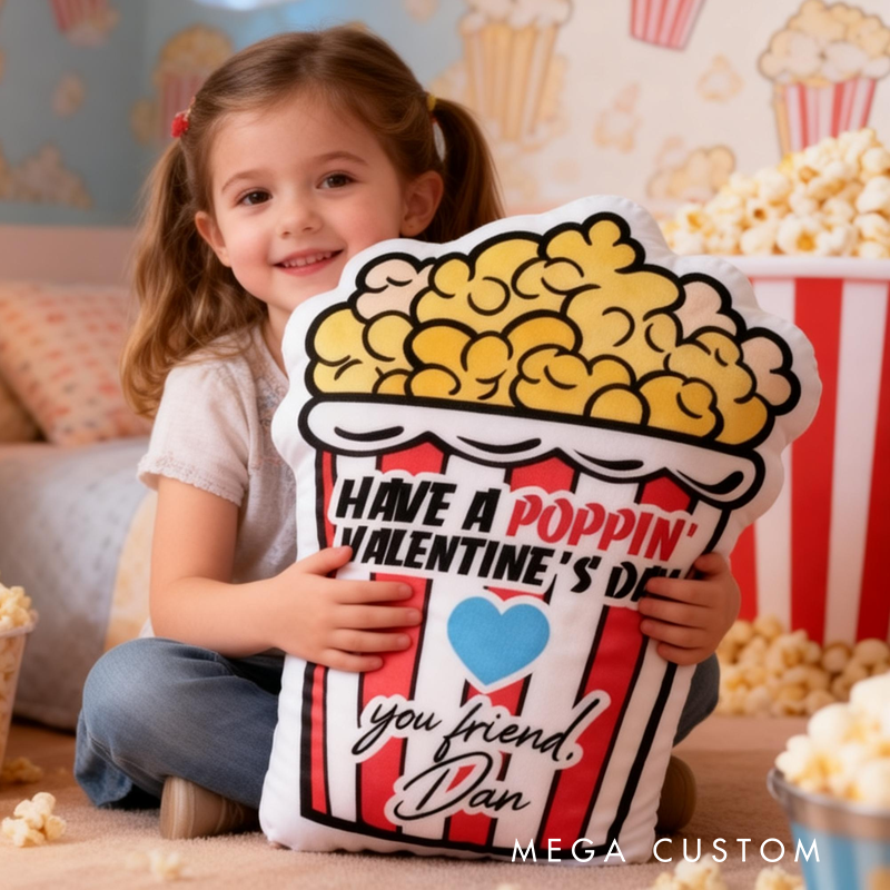 Personalized Cute Valentine's Day Popcorn with Name Graphic 3D Print Pillow Valentine's Day Gifts Funny Gifts