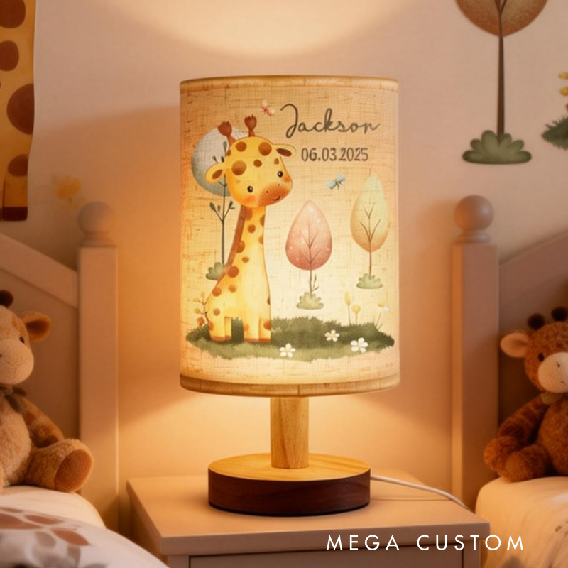 Personalized Baby Animal Fabric Lamp Birthday Gift for Baby or Kids