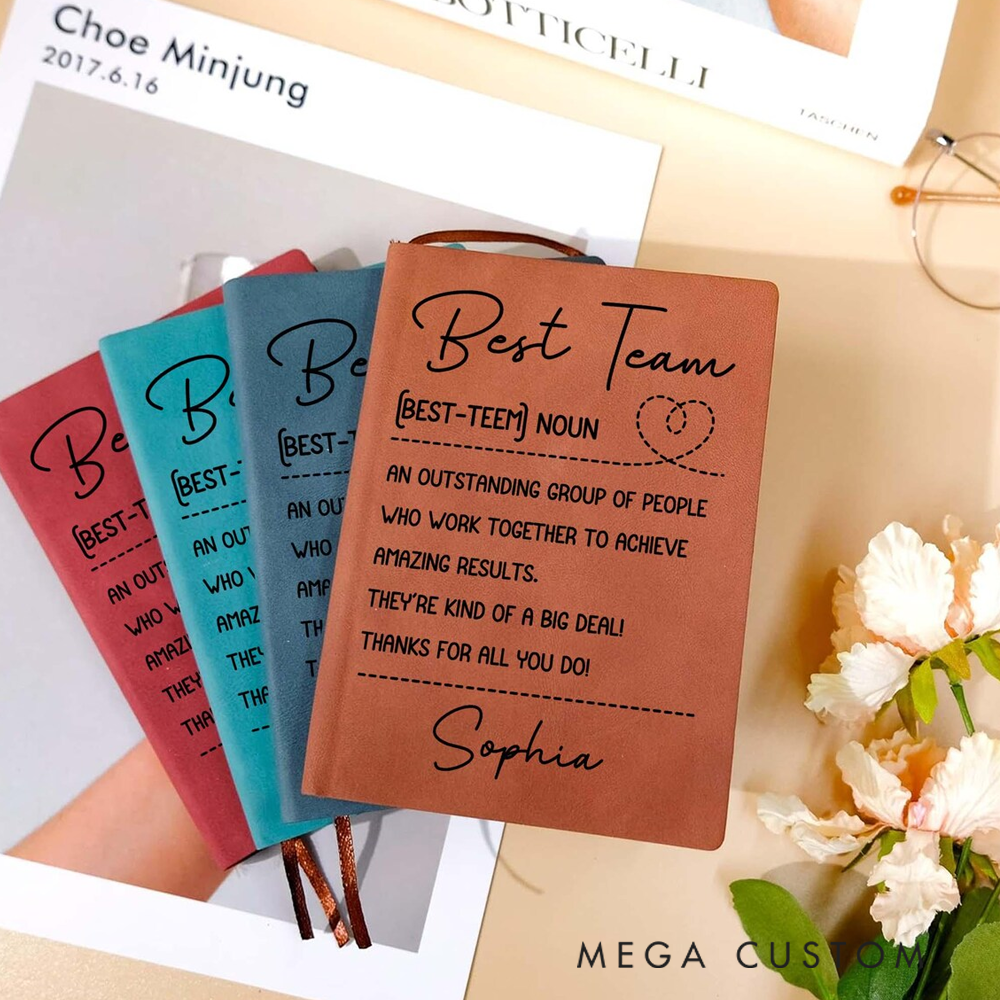 Personalized Leatherette Notebooks Best Team Definition Design Custom Name Design Gift