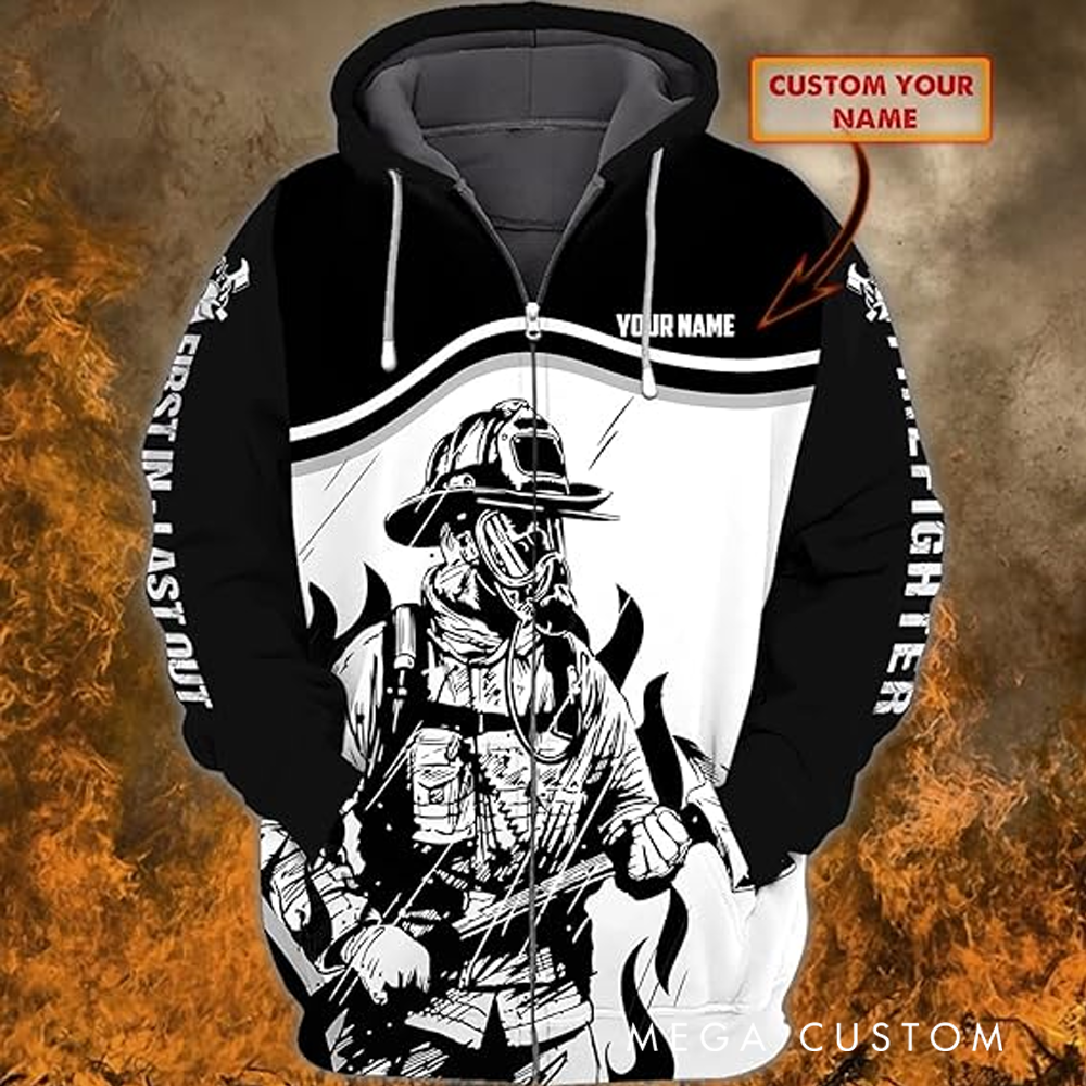 Personalized Firefighter Full Print Hoodie Gift Custom Name Design Gift