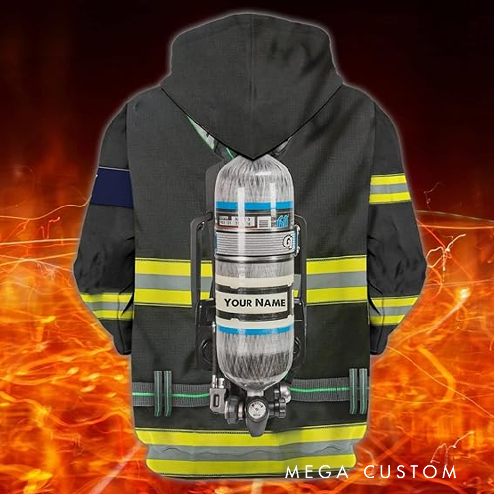 Personalized Firefighter Full Print Hoodie Gift Custom Name Gear Design