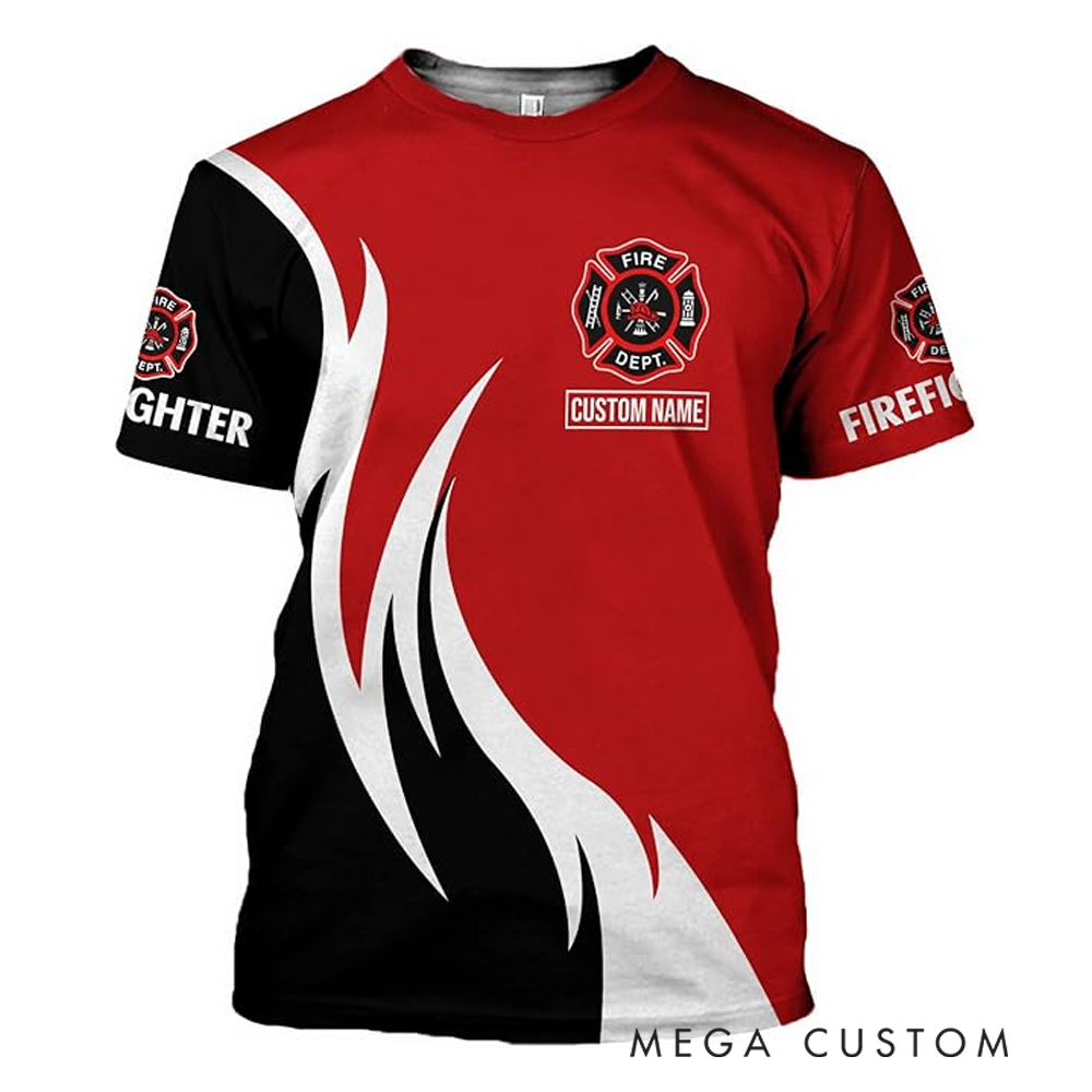 Personalized Firefighter Full Print T-Shirt Gift Custom Name and Tribute Design