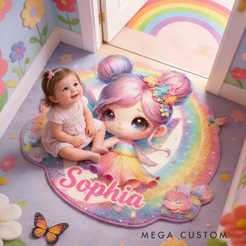 Personalized Rainbow Flower Fairy Customizable with Your Name Cute Gift for Children