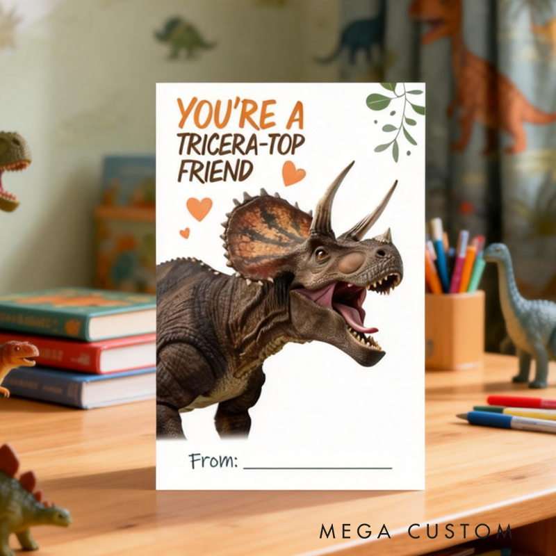 Personalized Dinosaur Valentines Kids Classroom Exchange Cards Valentines Gifts