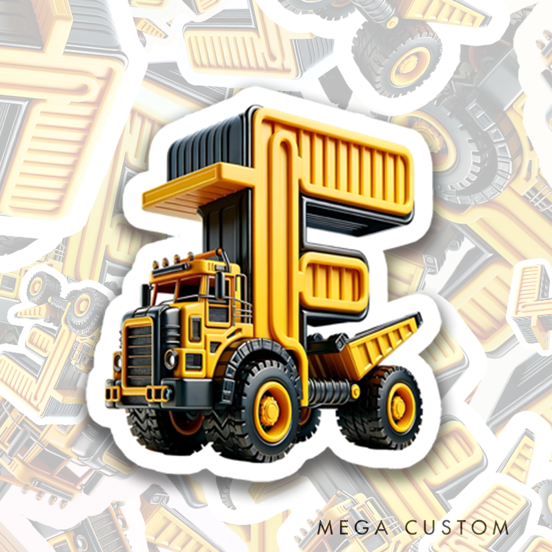 Personalized Cute Construction Vehicles Waterproof Stickers with Name Gift Decor Party Favors for Kids