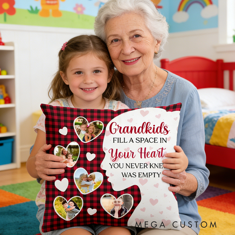 Personalized Grandkids Fill Space In Your Heart Photo Pillow Birthday Gifts for Kids