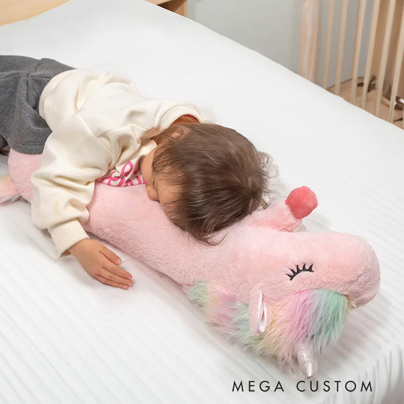 Personalized Cute Comfort Fantasy Rainbow Horse Plush Toy Pillow Soothing Long Plush Pillow with Kid Name Christmas Gift Birthday Gift for Kid