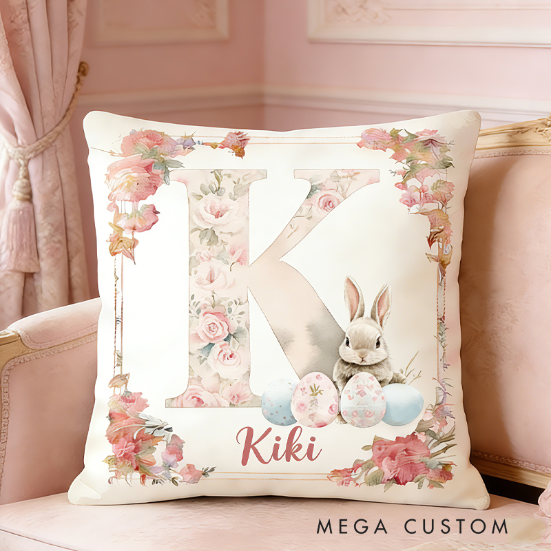 Personalized Watercolor Easter Bunny Pillow Birthday Gifts for Kids Bunny Lovers Gifts