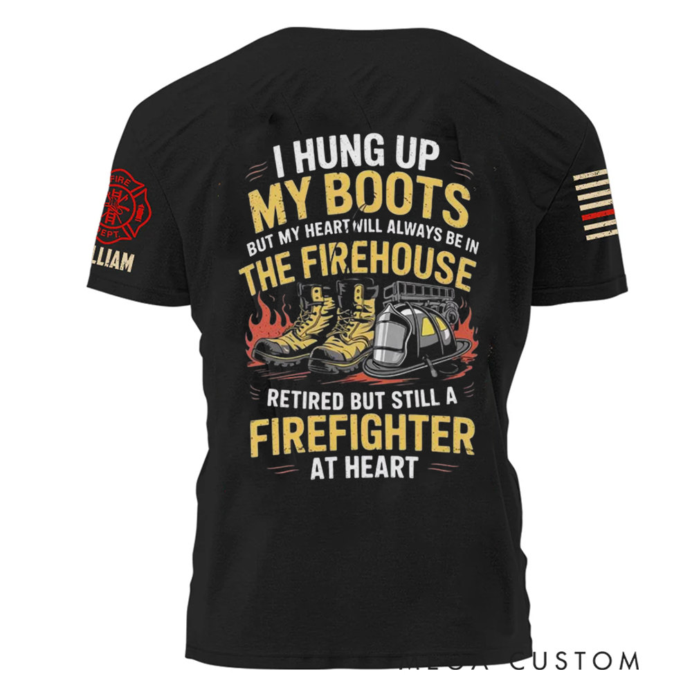 Personalized Retired Firefighter T-Shirt with Heartfelt Quote and Custom Name A Tribute to Lifelong Service