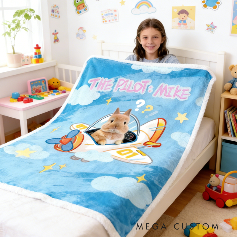 Personalized Pet Photo Blanket Blanket Flannel Sherpa Bed Couch Throw Nursery Home Decor Birthday Gift