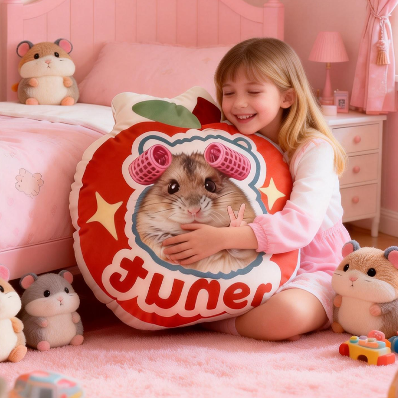 Personalized Cute Cartoon Apple Pillow Baby Animals Nursery Decor Cute Animals Cushion Toddler Gift 