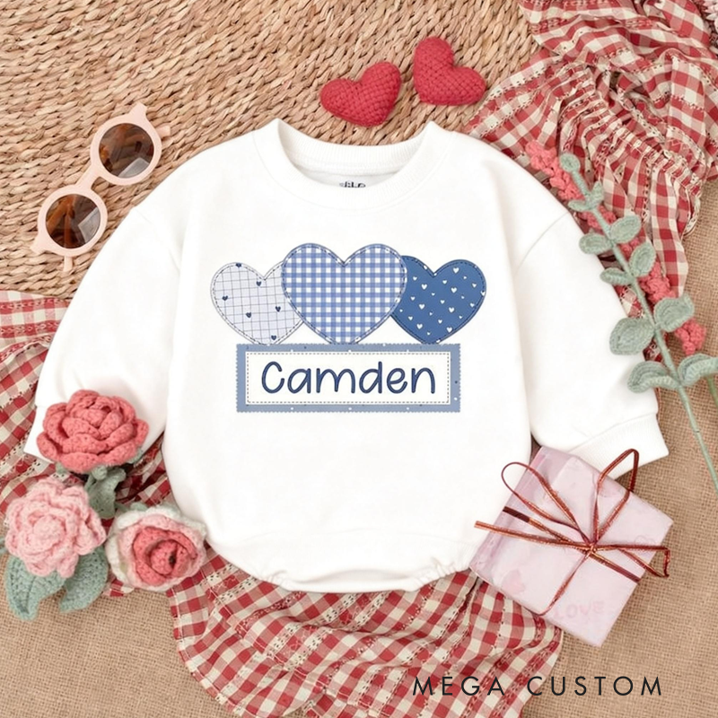 Personalized Cute Hearts Valentine Matching Boy Girl Bubble Romper Gift for Baby Tee Baby Girl Valentines Bodysuit