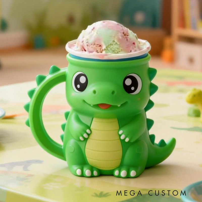Green Little Dinosaur Ice Cream Pint Holder 3D Printed Cozy with Spoon Slot