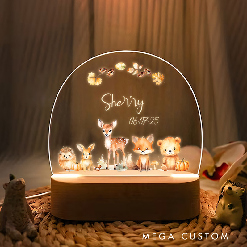 Personalised Night Light for Baby Animal Night Lamp with Name Newborn Baby Gift